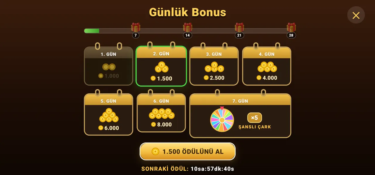Günlük bonus çarkı