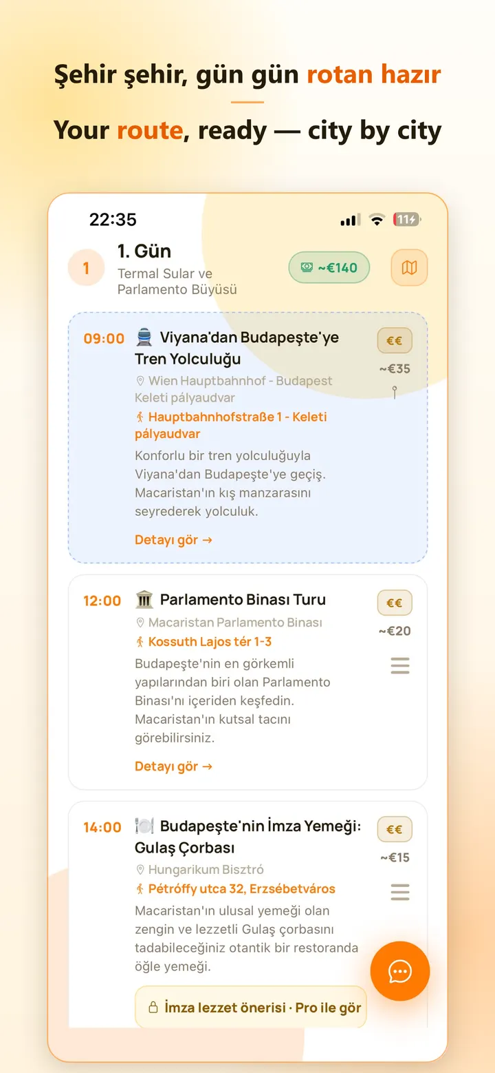 Günlük ajanda görünümü